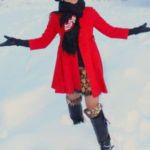 Vintage Red Peacoat